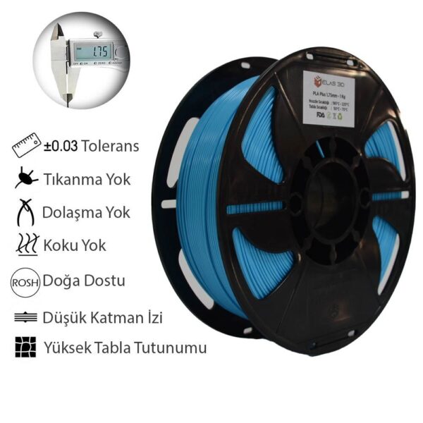 Elas 1.75mm Açık Mavi PLA Plus Filament - Görsel 4