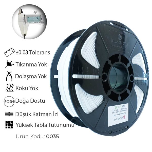 Elas 1.75mm Beyaz PLA Plus Filament - Görsel 4