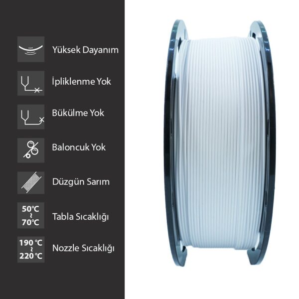 Elas 1.75mm Beyaz PLA Plus Filament - Görsel 3