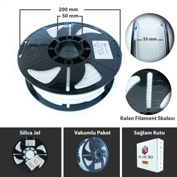 Elas 1.75mm Beyaz PLA Plus Filament - Görsel 2
