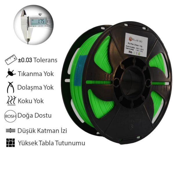 Elas 1.75mm Fıstık Yeşili PLA Plus Filament - Görsel 4