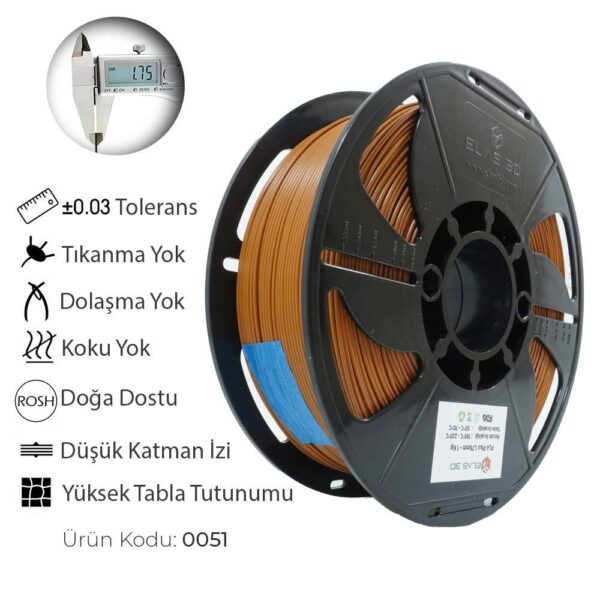 Elas 1.75mm Kahverengi PLA Plus Filament - Görsel 4