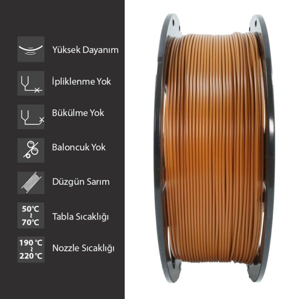 Elas 1.75mm Kahverengi PLA Plus Filament - Görsel 3