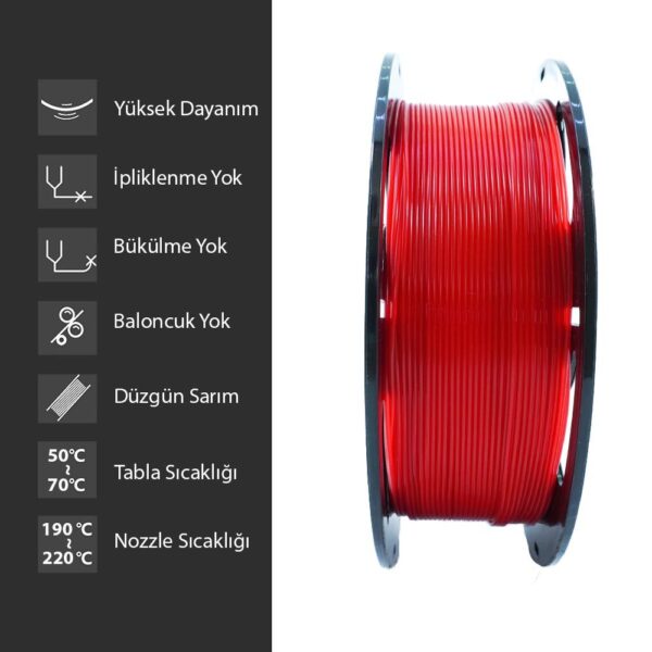 Elas 1.75mm Kırmızı PLA Plus Filament - Görsel 3