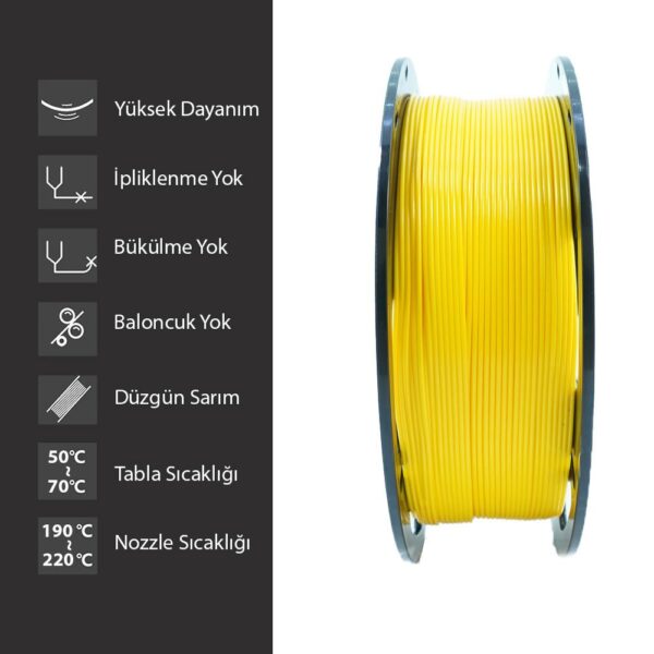 Elas 1.75mm Koyu Sarı PLA Plus Filament - Görsel 3
