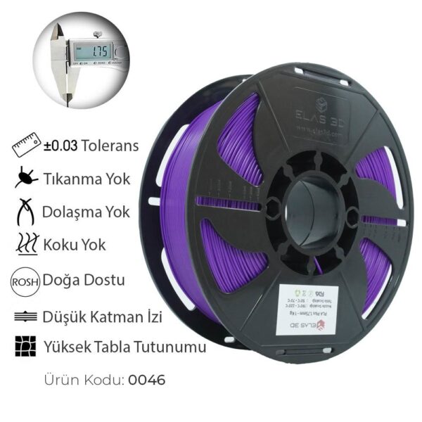 Elas 1.75mm Mor PLA Plus Filament - Görsel 4