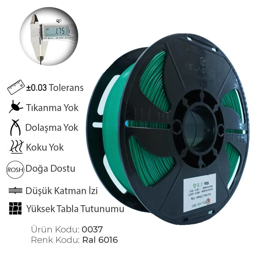 Elas 1.75mm Yeşil PLA Plus Filament - Görsel 4