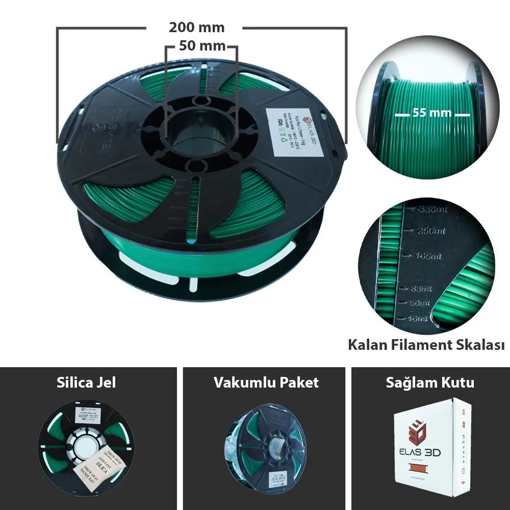 Elas 1.75mm Yeşil PLA Plus Filament - Görsel 2